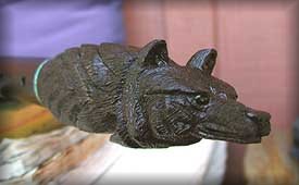 Detail carved Wolf flute